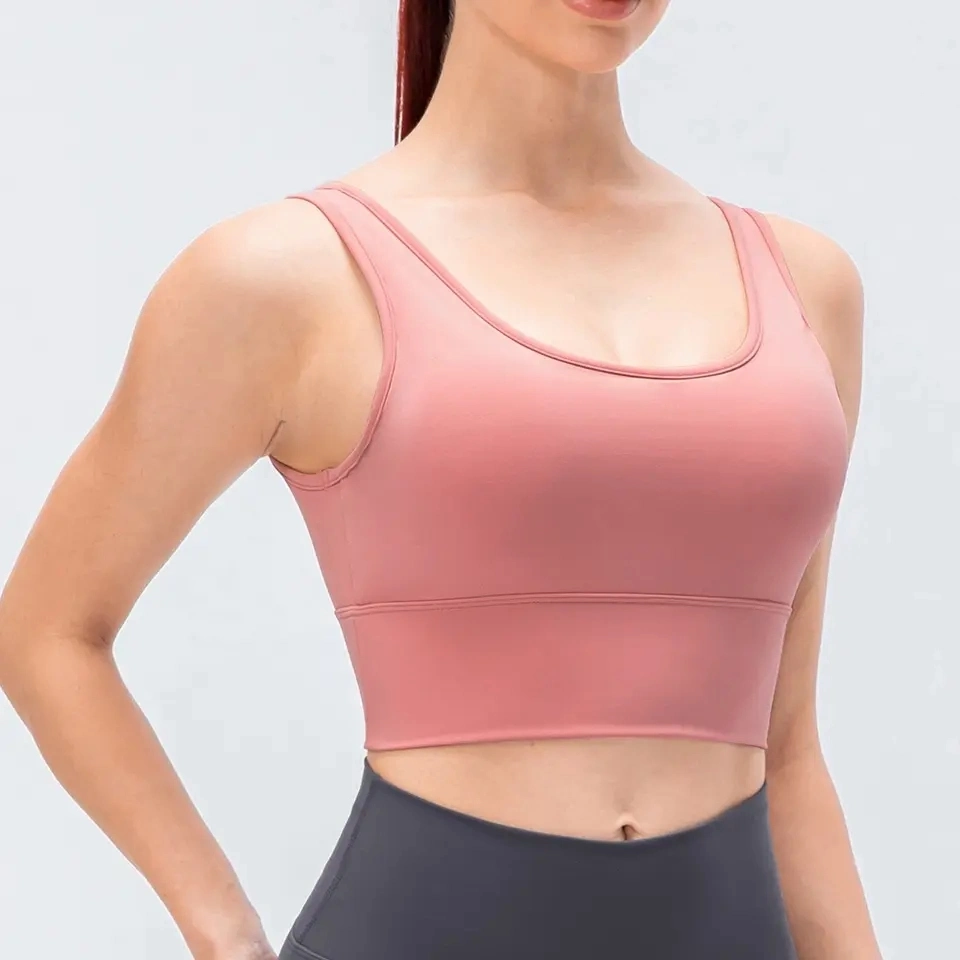 Caliente Sexy Deep Neck transpirable Removable almohadillas V espalda Deportes Top Vest Yoga Chicas Gimnasio Fitness Wear Sujetador Top personalizado Logo ropa Sujetador deportivo para mujer