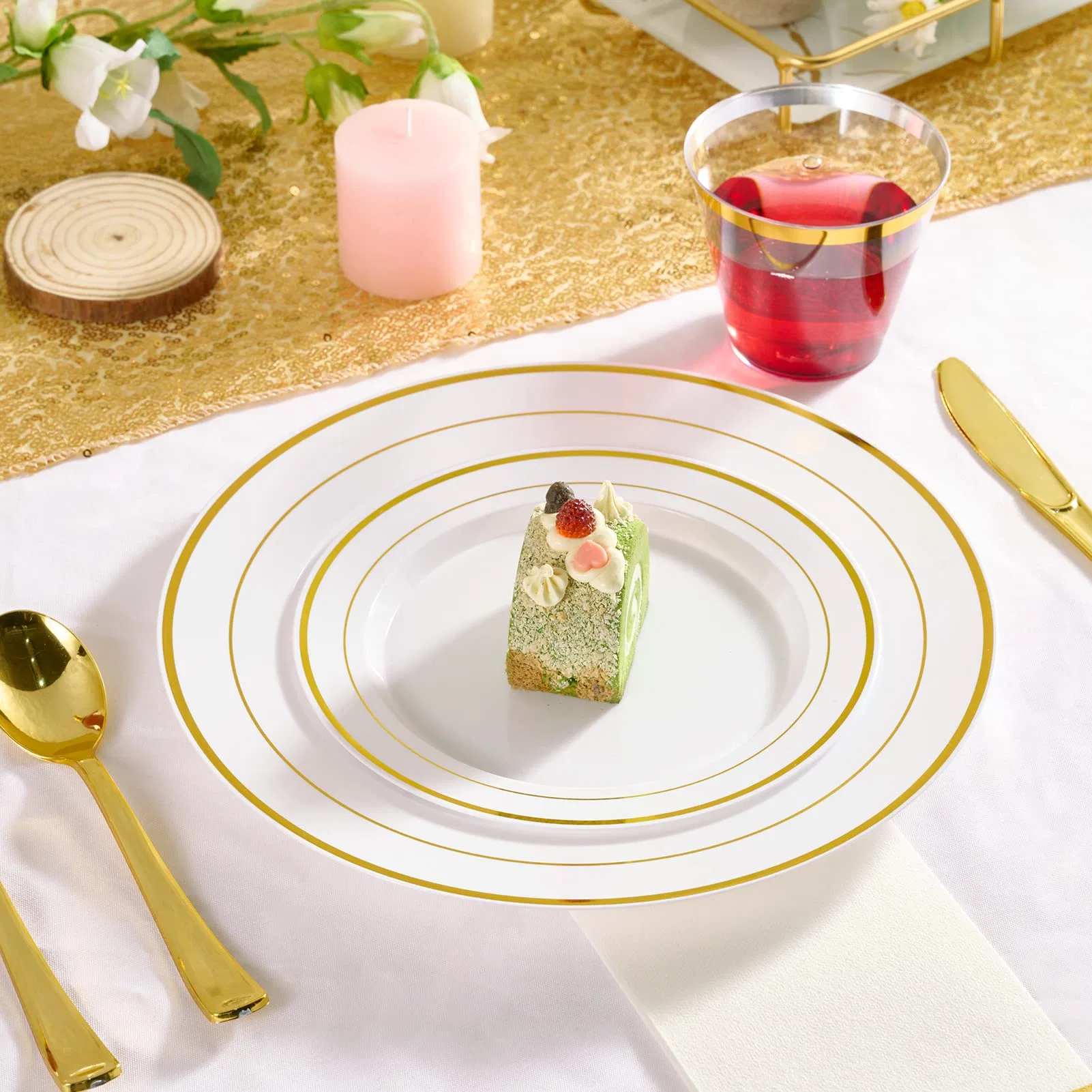 Wholesale/Supplier Gold Plates Disposable Gold Rim Plastic Party Plates