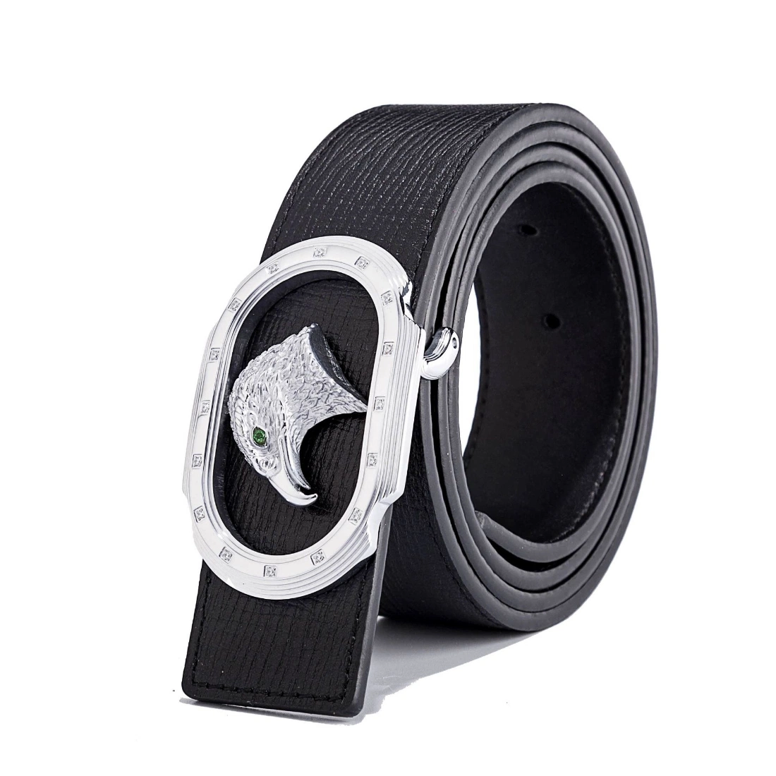 Wholesale/Supplier Fashion Decoration Men Black/Brown Leather Belt with Diamond-Encrusted Stainless Steel Buckle