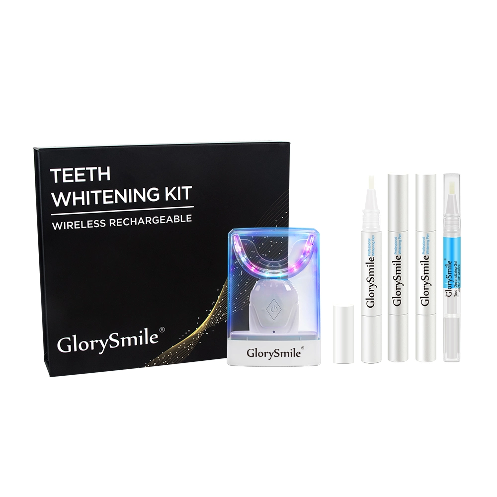 Dispositivo de blanqueamiento de dientes Glorysmile usa cordón de silicona Kit de blanqueamiento dental LED con cargador