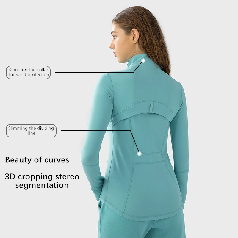 Xsunwing Lulu New Arrival Fashion Gym Wear Tops Womens Sports Running Coat Long Sleeve Yoga Jackets with a Zip