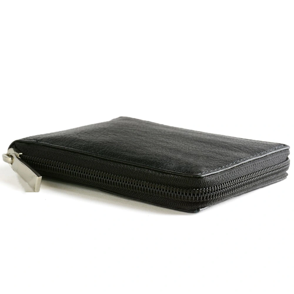 Card Holder Men Custom Zipper Leather Wallet