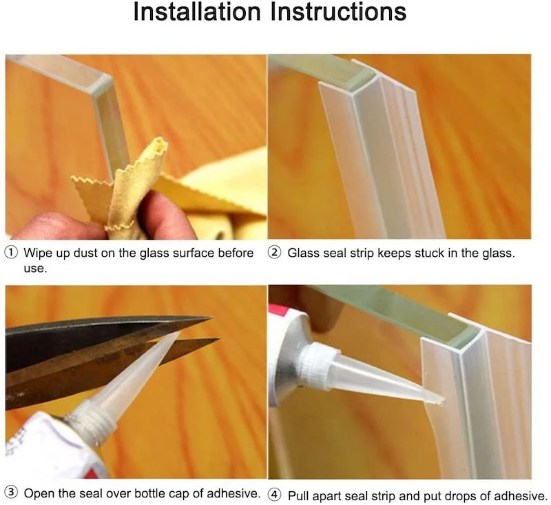 Frameless Shower Strip Bottom Side Seal Strip F-Type Glass Bottom Seal Door Sweep