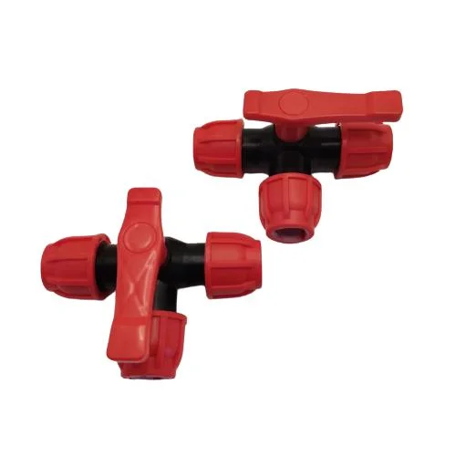 Red PP Compression Pipe Fitting Three-Way Valve ISO for Water Supply