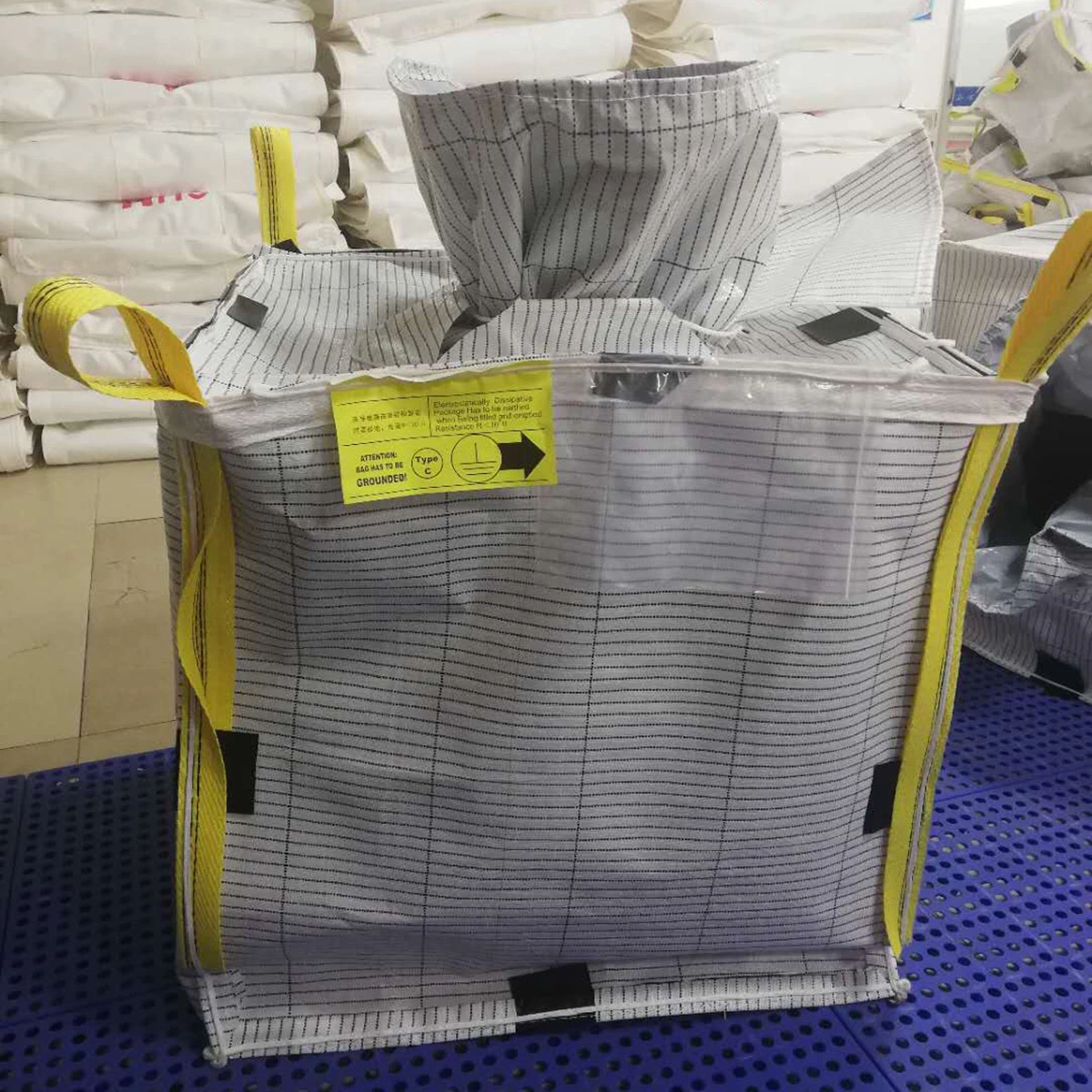 China Supplier Super Sack Factory Sale FIBC PP Woven 1ton Bulk Bag Type C 1.2tonne Big Bag 1.5ton Bag Conductive Sling Tote Jumbo Bag