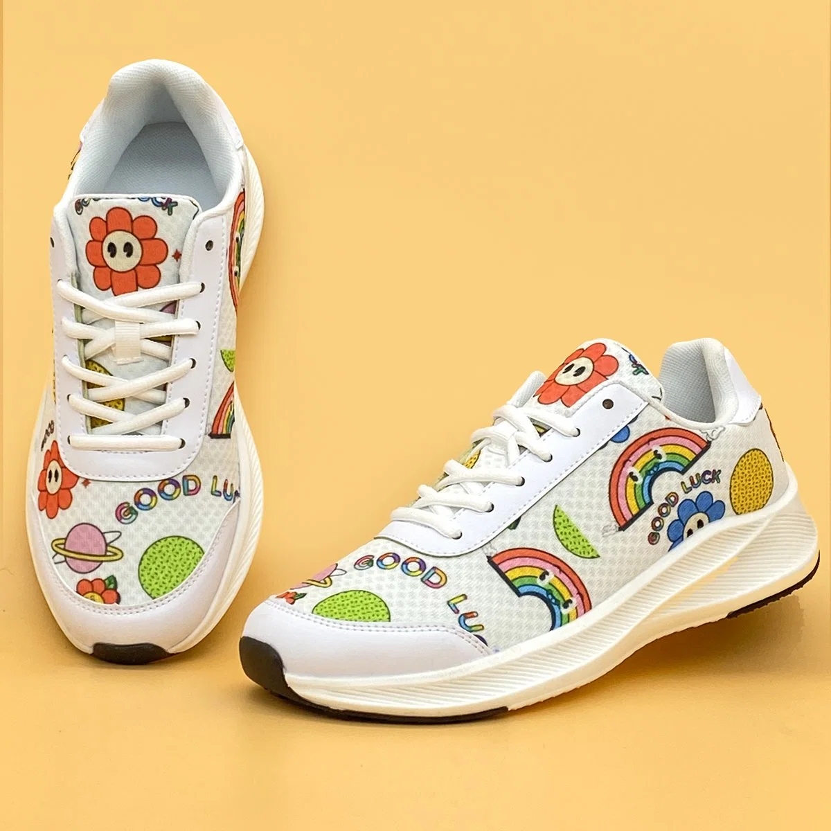 Ladies Cartoon Custom Shoes Comfortable Breathable Sports Sneakers Outdoor Walking Shoes