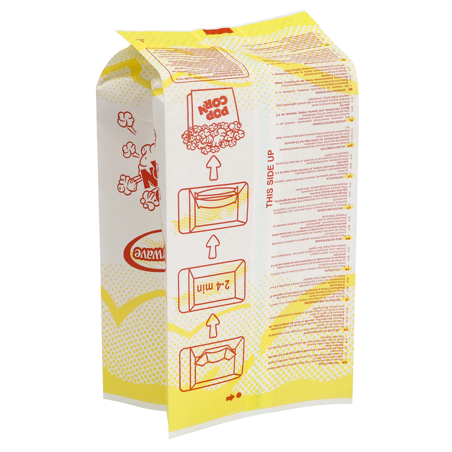 Logo Paper Bags Food Grade Packaging Greaseproof Paper with Reflective Film Biodegradable Microwave Popcorn Bag