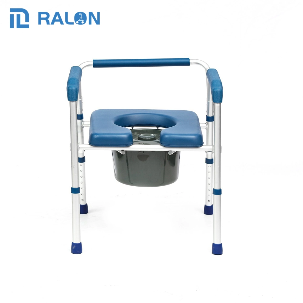 Equipo médico Europeo asiento grande Servicio pesado ancianos aluminio plegable Silla Commode