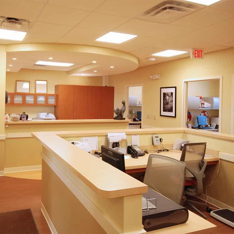 Lobby Counter Front Lounge espera escritório recepção escritório médico Móveis de recepção