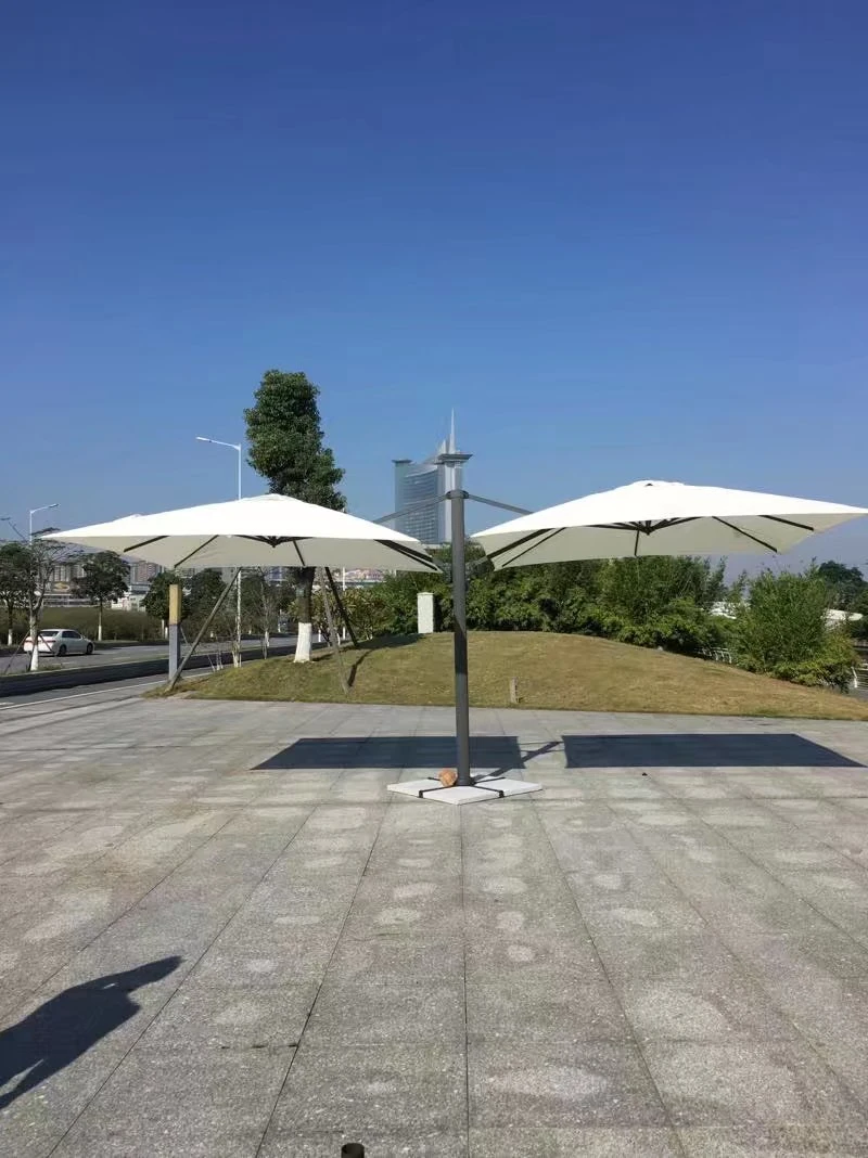 Aluminum Large Sunshade Outdoor Double Canopy 10FT Market/Shop Parasol Two Heads Beach Strong Double Patio Umbrella