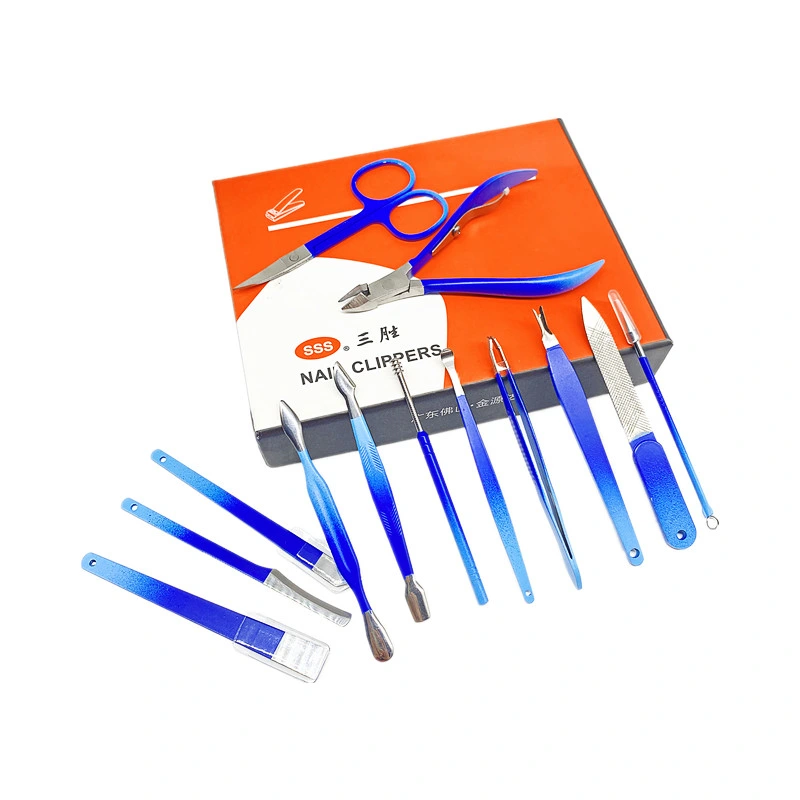 16pcs azul degradado Nail Clipper Set Inicio Nail Clipper exfoliando práctico Set de viaje