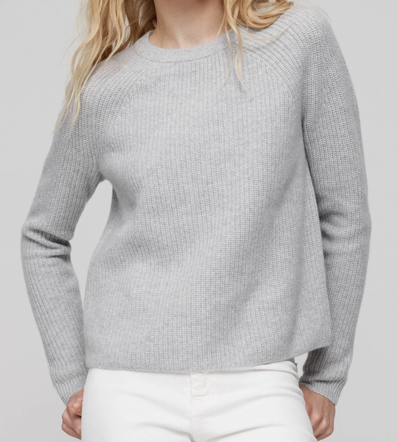 Knitted Crew Neck Ladies Ribbed Pullover Cashmere Sweater