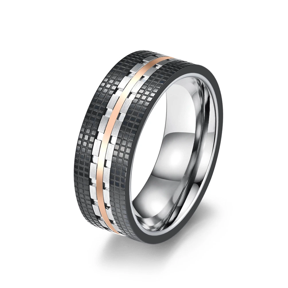 New Fashion Men Atmospheric Double Color Stainless Steel Ring