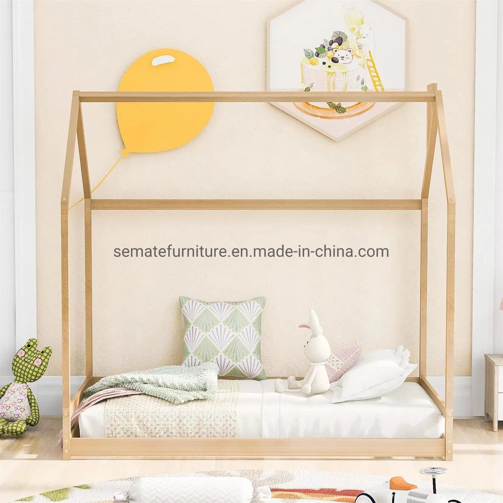 Factory Wholesale/Supplier Modern Kids Furniture Twin Size Wooden Kids Floor Bed House Bed Frame