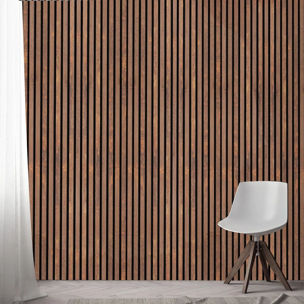 Wall Slat Panel Wood Surface with Pet Black Felt Backing Acoustic Panel