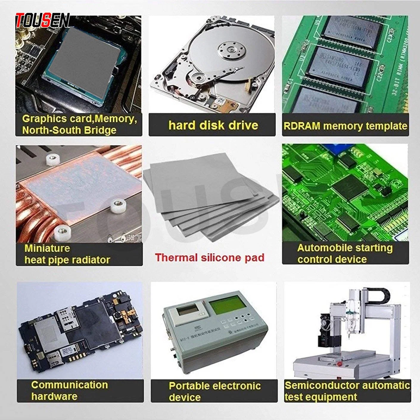 Thermische Silikon Pad Thermopolster Thermische Schnittstelle Material Gute Ausdauer Großhandel/Lieferant mit langer Lebensdauer für GPU CPU Motherboard Kühlkörper angepasst Pad