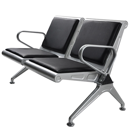 2 Seat Steel Bench Salon Area Airport Reception Waiting Room Chair with PU Cushion