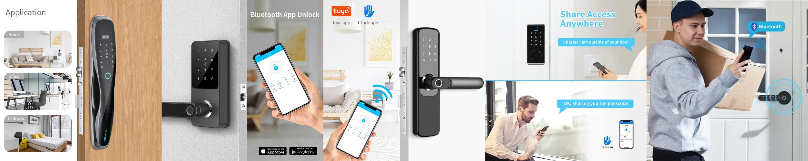 Russian Voice Assistant Tuya WiFi Remote Control Fingerprint NFC Door Lock