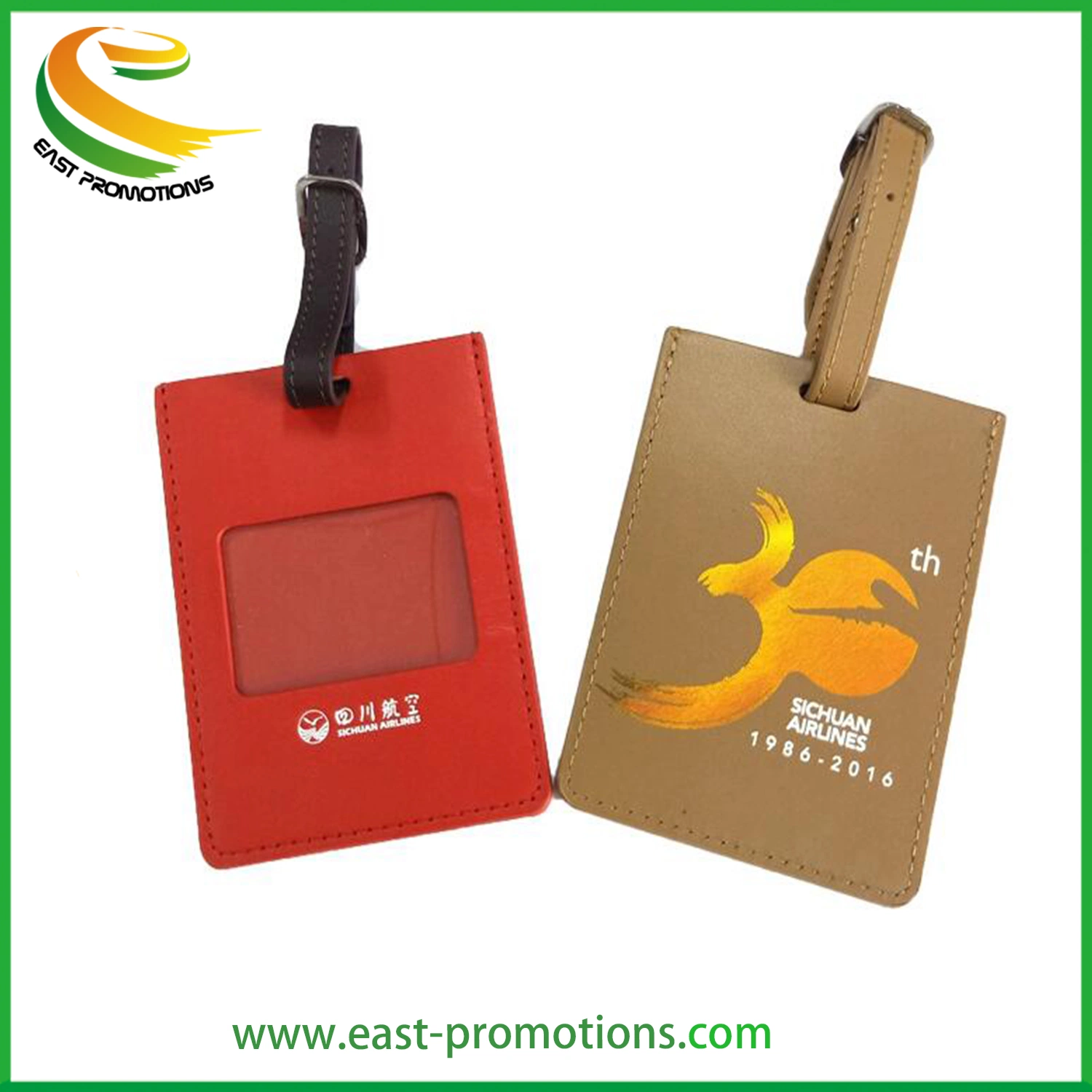 Manufacturer Custom Fashion PU Leather Travel Luggage Name Tag with Logo Embossed