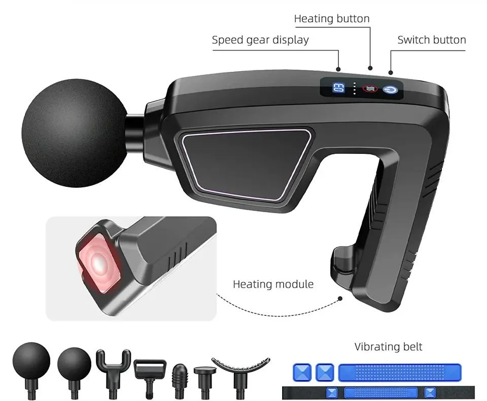 Masaje muscular potente arma de fuego con la correa