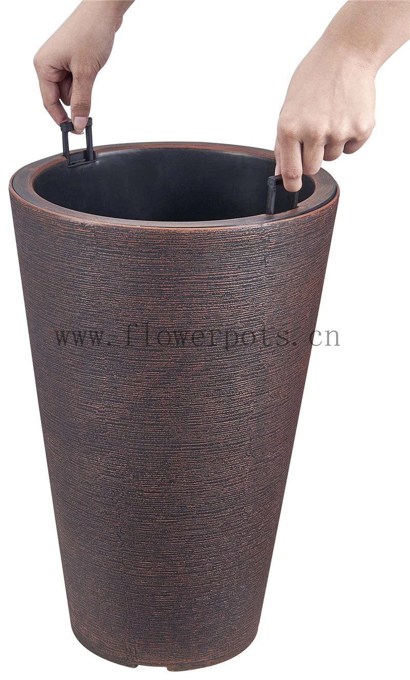 Pot de fleurs en plastique rond et haut pour la maison (KD9951-KD9954)