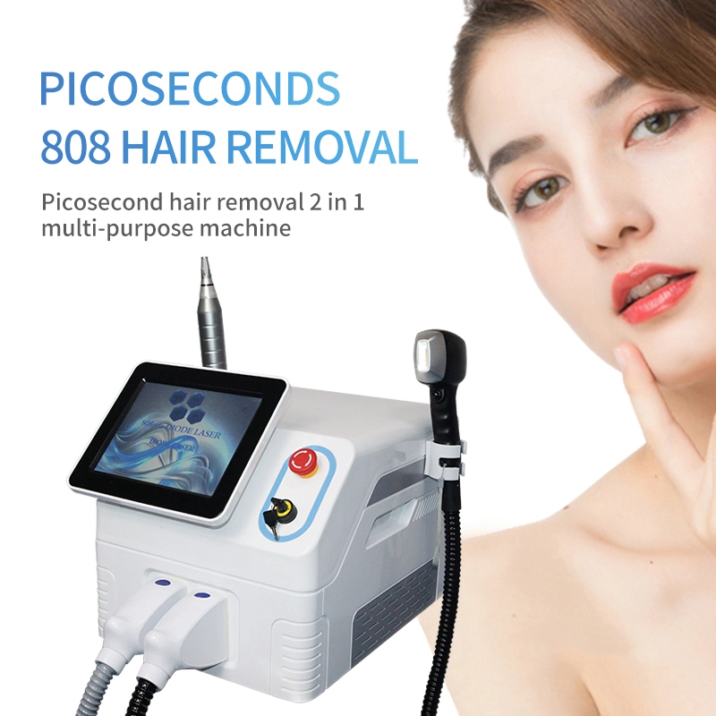 Beauty Equipment Q-Switched ND YAG Laser Qswitch 2 in 1 Picosecond Tattoo Removal 808nm Long Pulse 1064 mm Diode Laser Permanent Hair Removal Machine