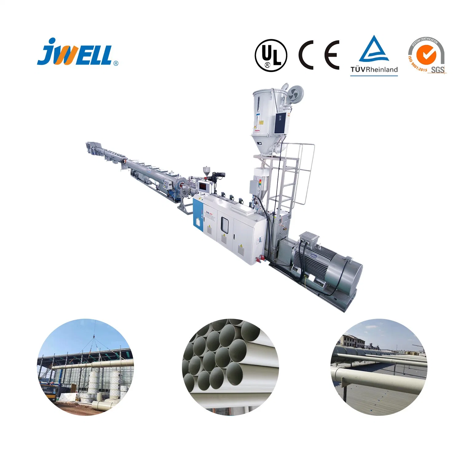 Jwell PP Chemical Usage Plastic Pipe Machine/Polypropylene/Sulan Tube Extruder for Pharmaceutical Laboratory