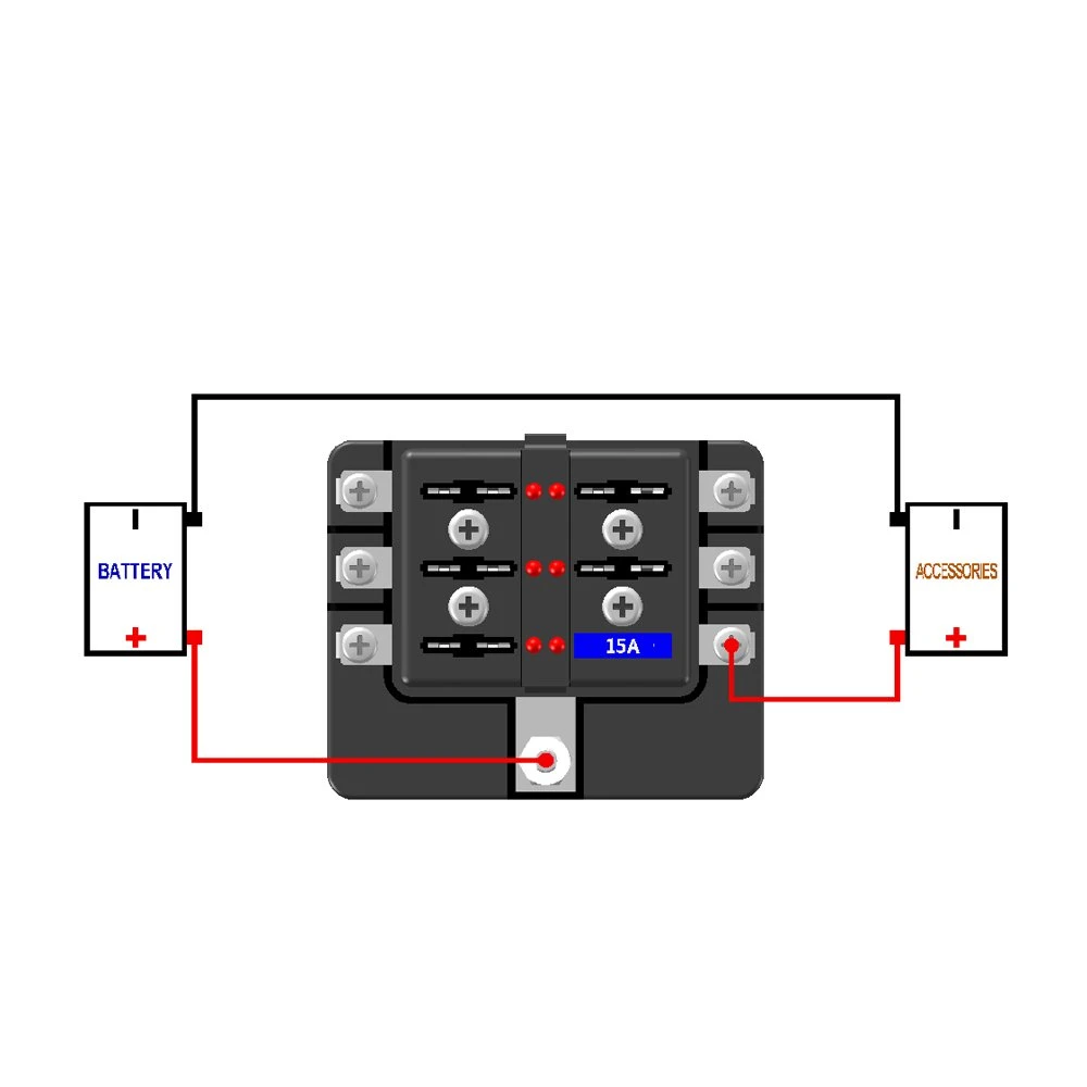 6-Way Fuse Block Bolt Terminal&Ndash Fuse Box Holder Atc/ATO with LED Light Indication & Protection Cover, 70 PCS Stick Label