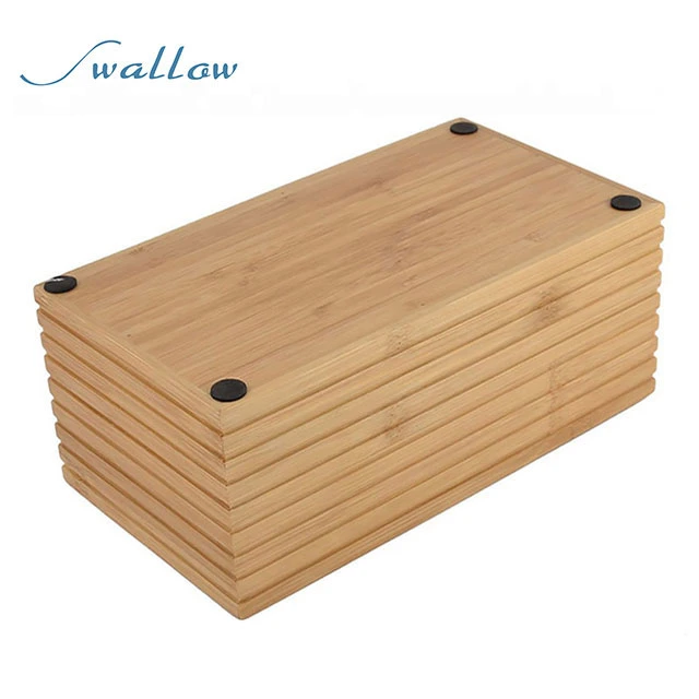 Eco Friendly Pull Dispenser Holder Wooden Bamboo Rectangular Tissue Box Cover for Bathroom, Office Desk & Car