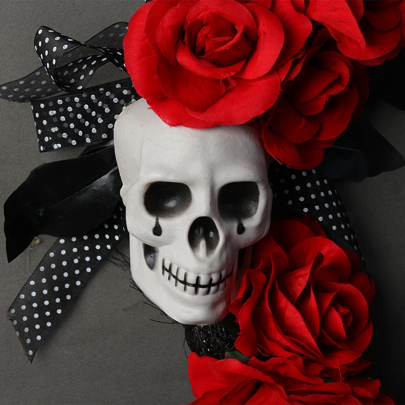 Scary Item Skull Red Rose Ghost Hand Wreath for Halloween Party Gift