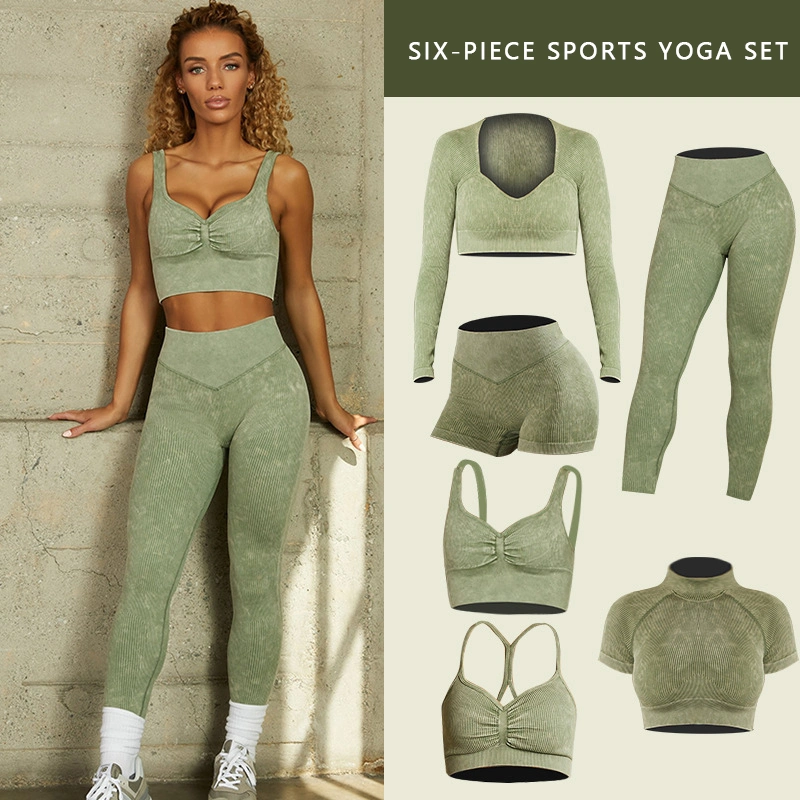 Ropa de Yogawear para mujeres sin costuras Leggings de cintura alta ropa deportiva Ropa de gimnasio de 1/6 piezas ropa deportiva ropa de fitness Juego de yoga