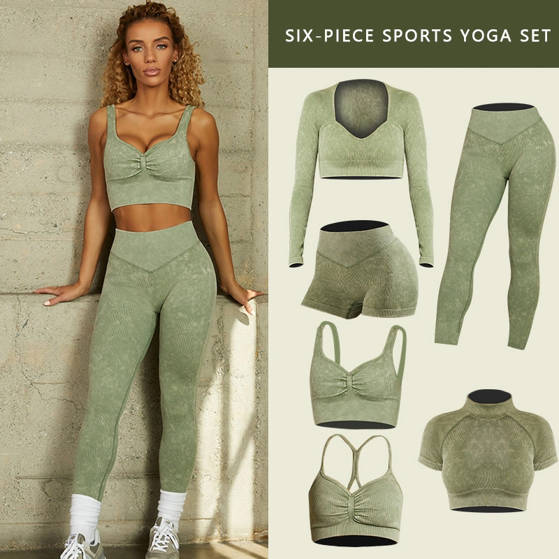 Vêtements de sport en gros pour femmes Leggings taille haute sans couture Vêtements de sport 1/6 pièce Vêtements de gym Tenue de sport Vêtements de fitness Ensemble de yoga