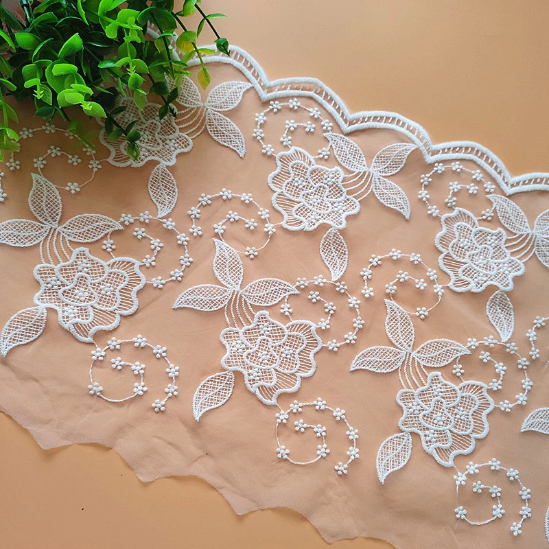 Atacado DIY vestido de casamento renda malha Embroidery Lace Purfle