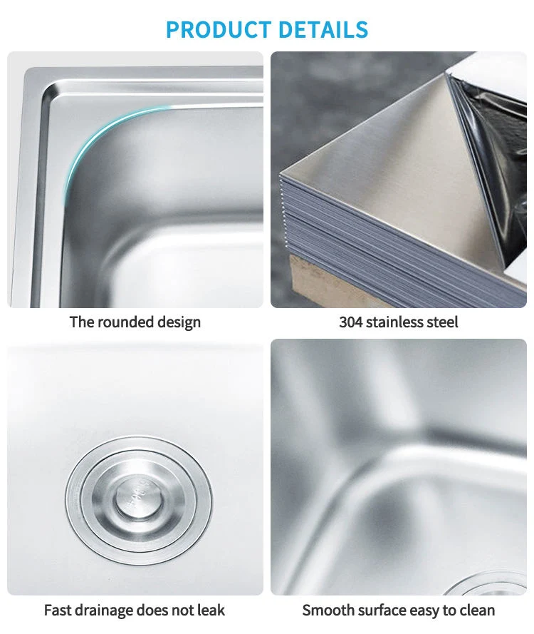 Retangular Bowl Brushed Stainless Steel Inset Bathroom Basin Kitchen Sink