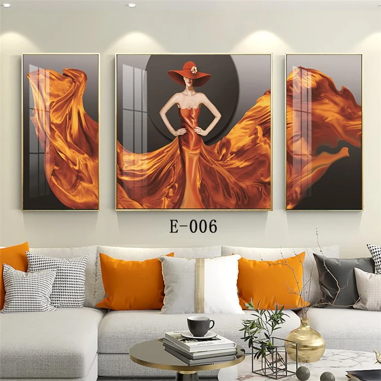 Living Room Decorative Painting Modern Hanging Painting Sofa Background Wall Elk Bedroom Nordic Crystal Porcelain Triptych Light Luxury Painting Background Pain