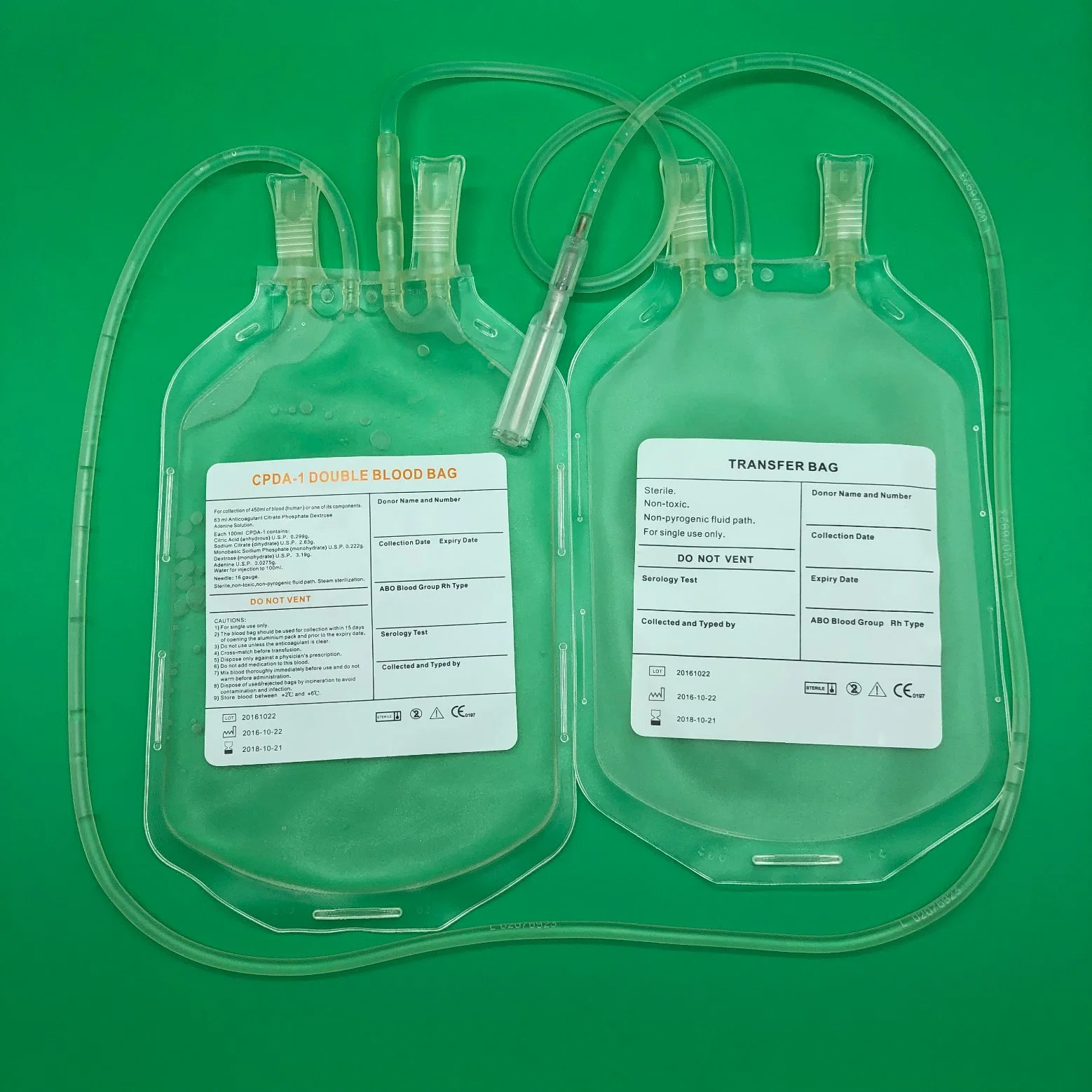 Medical Double Disposable Blood Bag with Ce and ISO