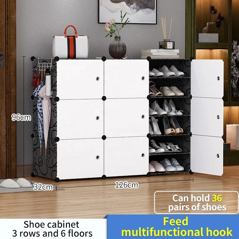 Plastic Multi-Use 4 Tier Shoe Rack with Doors Small Shoe Storage Cabinet