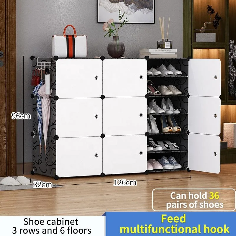 Kunststoff Multi-Use 4 Tier Schuhgestell mit Türen kleiner Schuh Lagerschrank