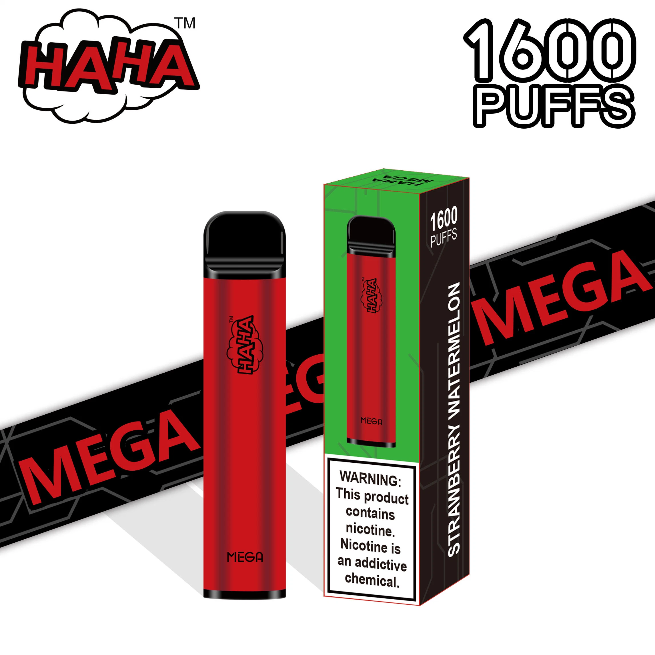 OEM Factory Haha Mega 1600 Puffs Vape Bar Pod Disposable/Chargeable Vape Electronic Cigarette