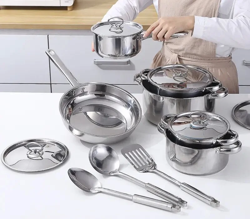 Stainless Steel Durable Non-Stick Kitchen Cooker Set Cooking Kitchen