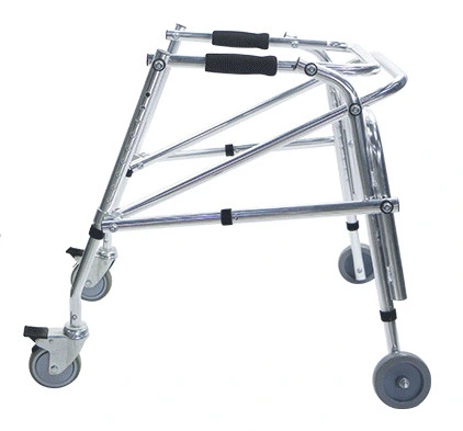 Andador plegable de aluminio con ruedas para adultos con discapacidad ortopédica autopropulsado y para niños