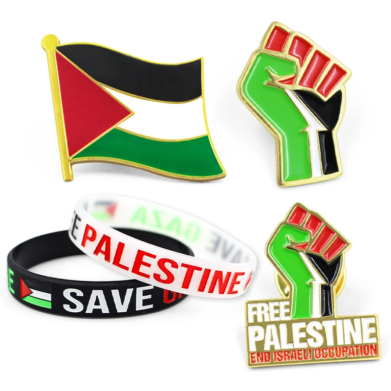Fabricação qualidade Hight presentes palestinos esmalte PINs Design personalizado Salvar Gaza Free Palestinian PIN Custom Metal Country Flag lapel PIN
