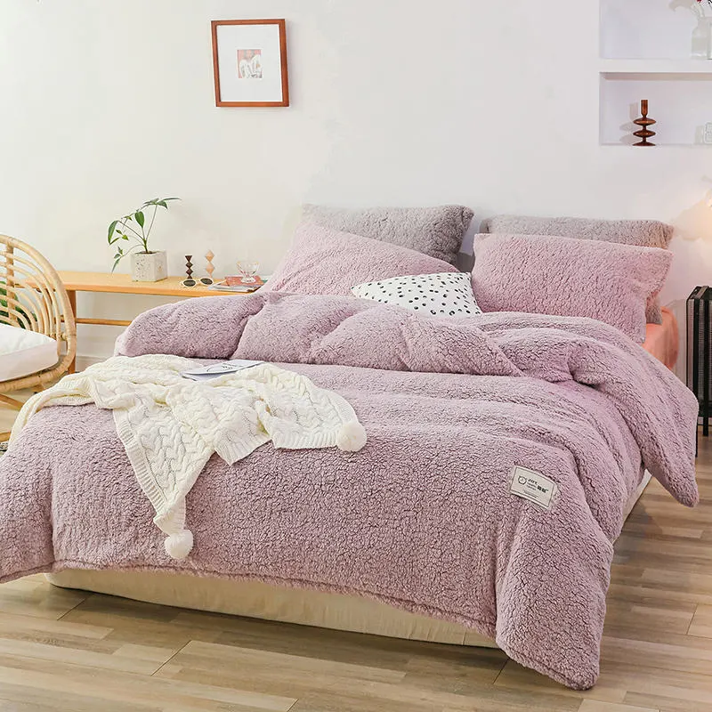 Super Soft caliente 200gsm Sherpa y conjuntos de ropa de cama caliente edredón Conjunto de cubierta