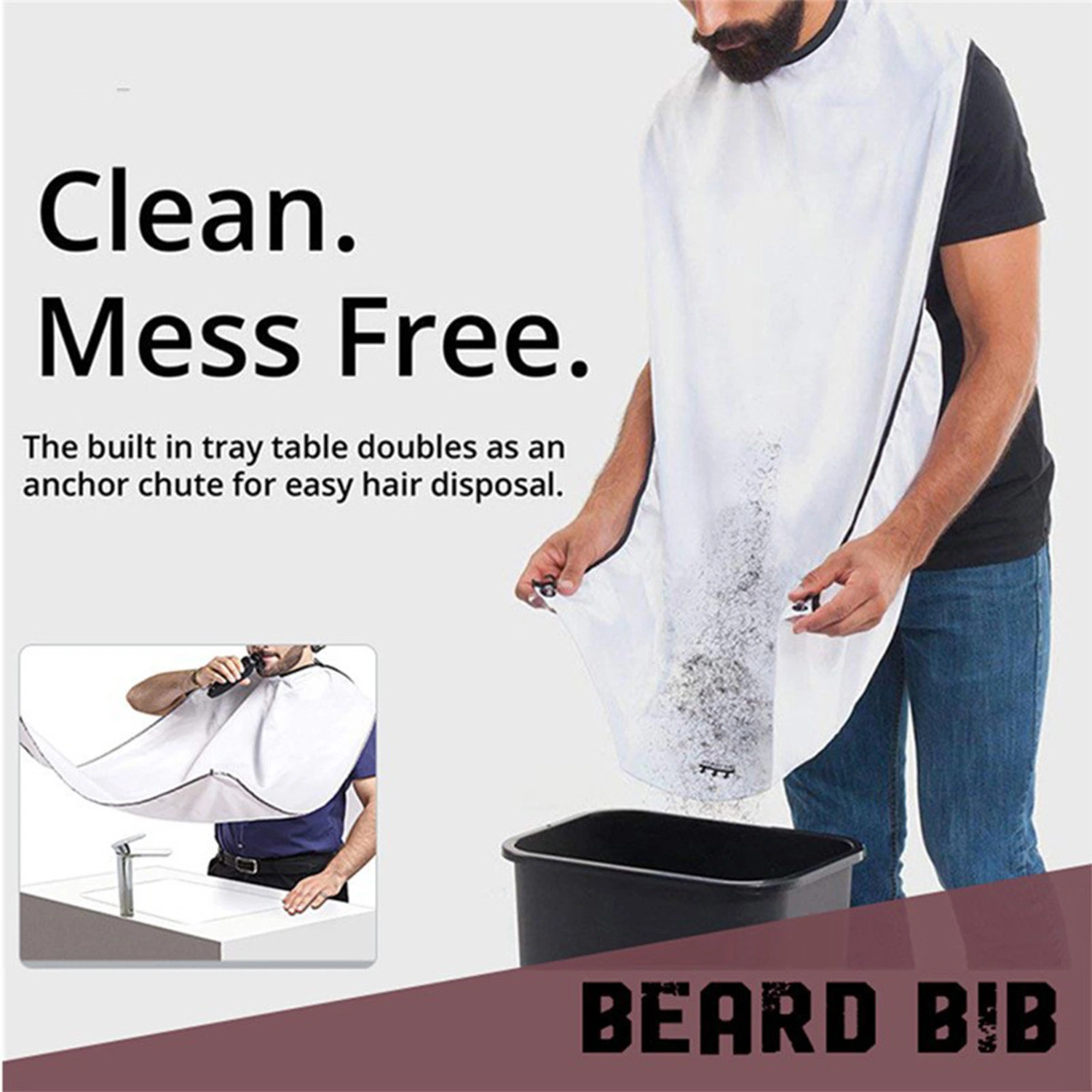 Waterproof Beard Shaving Apron Clean Hair Face Shaved Apron Men's Beard Trimming Apron Beauty Set