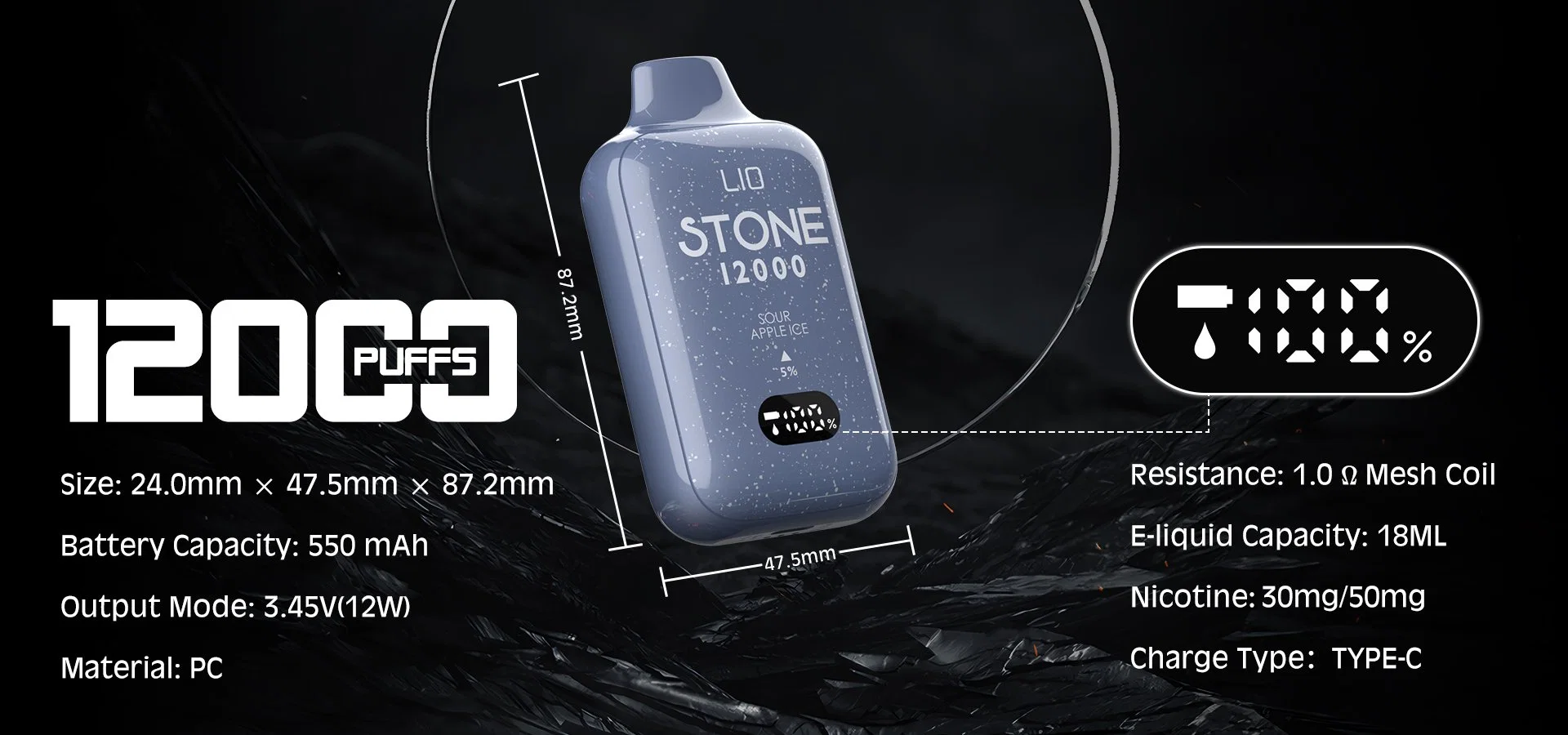 Fábrica de venta directa Ijoy Lio Stone 12000 Puffs nicotina desechable Ecigarros Atomizer Maskking Pod Randm Wape Pod vacío Mayoreo I VAPE Pen E Hookah Cargador