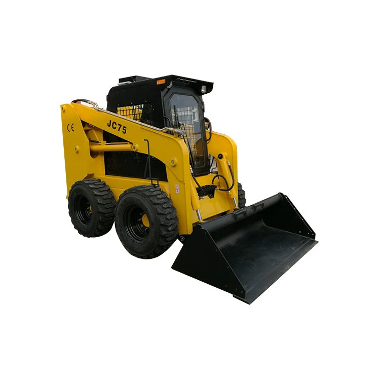 New Model Construction China Diesel Engine Track Moving Mini Skid Steer Loaders Skid Steers with Wood Stump Grinder SL75