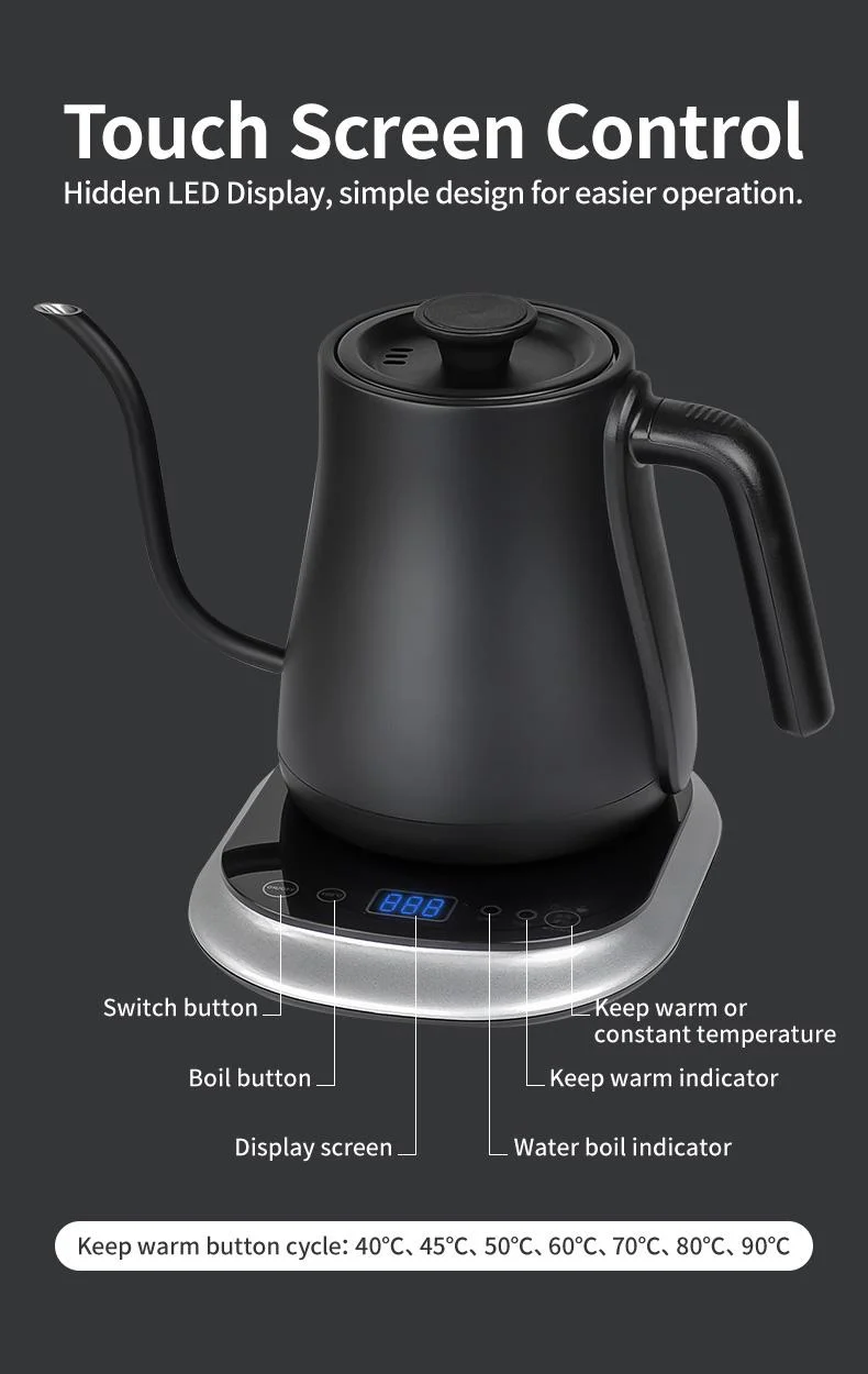 1.0L Electric Kettles Smart with Temperature Control Pour Over Digital Tea Maker Gooseneck Coffee Drip Kettle