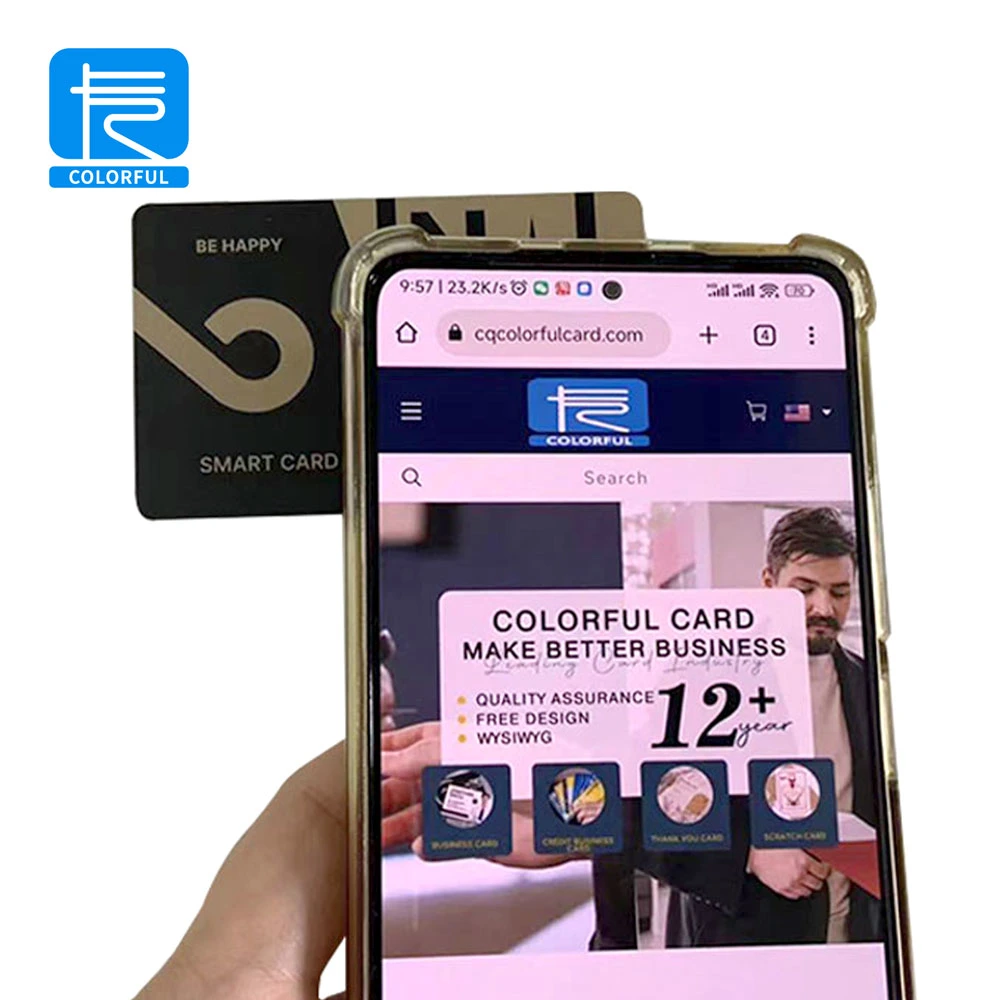 Fabricantes da China Custom High-Quality Programmable Black Printable Smart NFC RFID Visite o Test Social Media Business Card