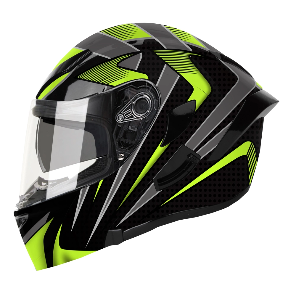 Casco de cara completa modular plegable para motocicletas para adultos con doble Viseras