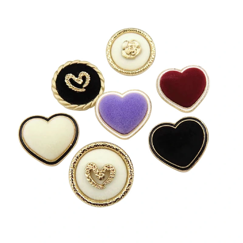 Wholesale Gament Accessories Fashion Plastic Sewing Heart-Shape Garment Decorative Metal Shank Button